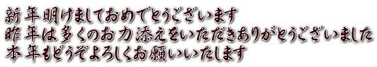 新年明けましておめでとうございます 昨年は多くのお力添えをいただきありがとうございました 本年もどうぞよろしくお願いいたします